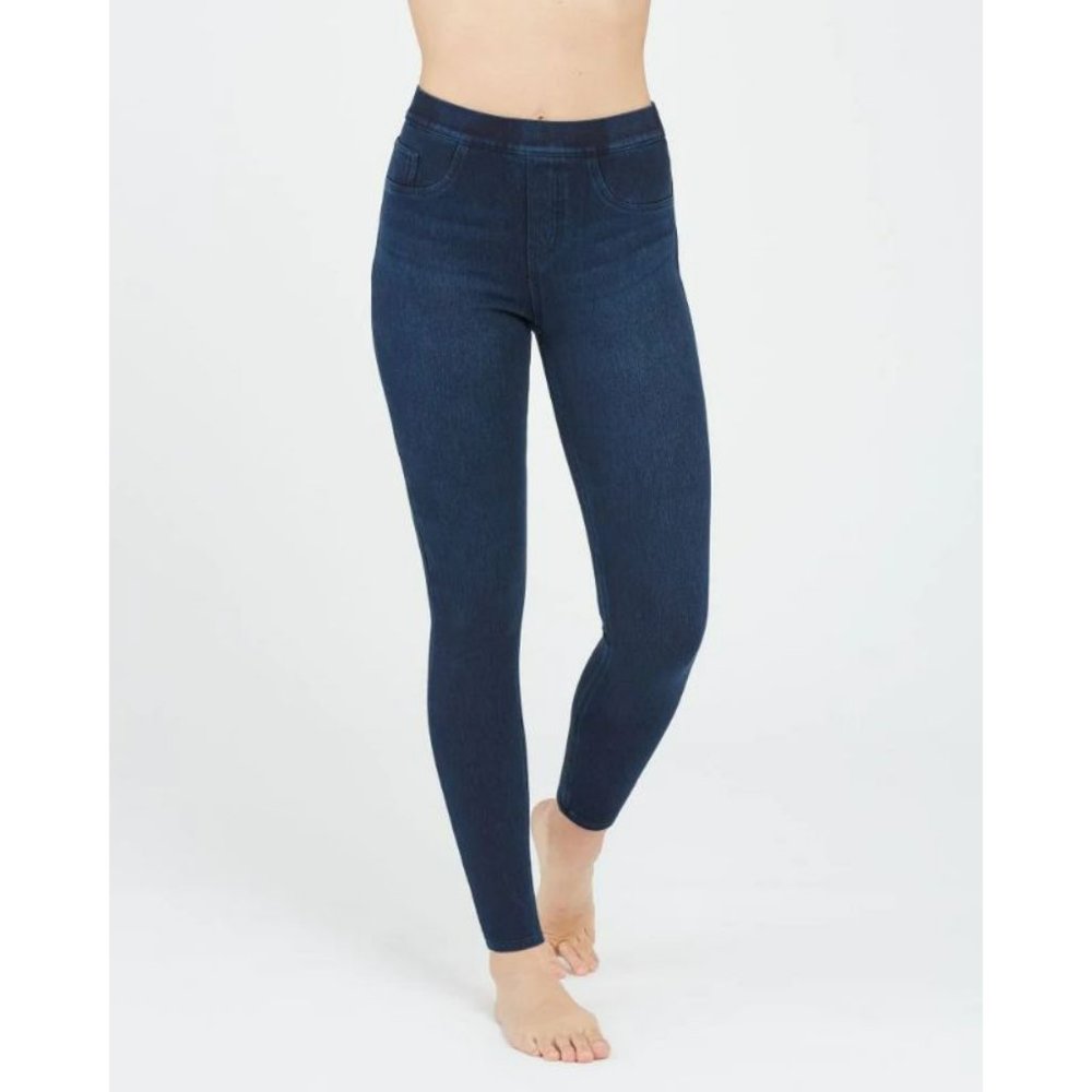 Spanx Legging Womens Small Jean-ish Ankle Skinny Blue Dark Wash Mid Rise jeanish